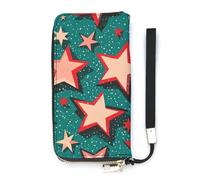 DWTJKMS Atomic Stars Portefeuille long en cuir PU fin avec emplacements pour cartes, blanc, 20 x 10,5 cm, blanc, 20x10.5cm