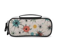 DWTJKMS Atomic Stars Trousse de maquillage en cuir à motif rétro étanche pour cosmétiques, pinceaux, crayons et accessoires de maquillage de voyage