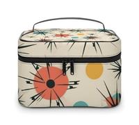 DWTJKMS Atomic Stars Trousse de toilette de voyage pour femme avec poignée et séparateur Motif rétro