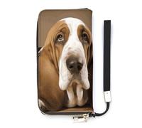 DWTJKMS Basset Hound Long portefeuille fin en cuir synthétique pour homme et femme, portefeuille minimaliste avec emplacements pour cartes, blanc, 20 x 10,5 cm, blanc, 20x10.5cm
