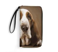 DWTJKMS Basset Hound Long portefeuille fin en cuir synthétique pour homme et femme, portefeuille minimaliste avec emplacements pour cartes, blanc, 19,7 x 10,5 cm, blanc, 19.7x10.5cm