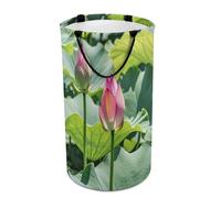 DWTJKMS Beau panier à linge pliable en forme de fleurs de lotus, panier à linge sale avec poignées de transport facile, grand panier de rangement pour buanderie, dortoir, famille