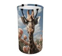 DWTJKMS Beau panier à linge pliable en forme de girafe, panier à vêtements sales avec poignées de transport facile, grand panier de rangement pour buanderie, dortoir, famille
