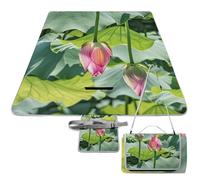 DWTJKMS Beau tapis de pique-nique motif fleurs de lotus, tapis de sable pliable et imperméable avec sac fourre-tout, grand tapis de pique-nique en plein air, couverture de camping pour plage, parc