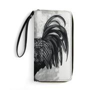 DWTJKMS Black Rooster Portefeuille long fin en cuir synthétique pour homme et femme Portefeuille minimaliste avec emplacements pour cartes, blanc, 19,7 x 10,5 cm, blanc, 19.7x10.5cm