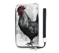 DWTJKMS Black Rooster Portefeuille long fin en cuir synthétique pour homme et femme Portefeuille minimaliste avec emplacements pour cartes, blanc, 20 x 10,5 cm, blanc, 20x10.5cm