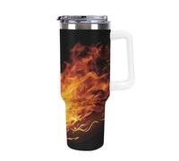 DWTJKMS Burning Tennis Pictures Gobelet en acier inoxydable de 1200 ml anti-fuite de grande capacité pour voiture avec poignée et paille, gobelet isotherme à double paroi, réutilisable, garde froid ou