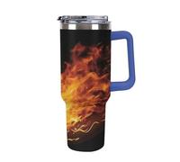 DWTJKMS Burning Tennis Pictures Gobelet en acier inoxydable de 1200 ml - Anti-fuite - Grande capacité - Tasse de voiture avec poignée et paille - Gobelet isotherme à double paroi sous vide