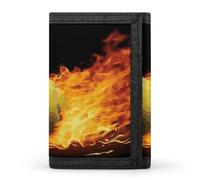 DWTJKMS Burning Tennis Pictures Portefeuille minimaliste pour homme 3 volets moderne tendance portefeuille antivol pour cartes et espèces