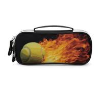 DWTJKMS Burning Tennis Pictures Trousse de maquillage en cuir portable Petit organisateur de cosmétiques étanche trousses de toilette pinceaux, crayons et accessoires de maquillage de voyage