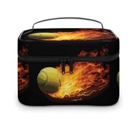 DWTJKMS Burning Tennis Pictures Trousse de maquillage grande capacité portable pour femme avec poignée et séparateur