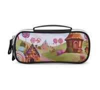 DWTJKMS Candy Land Trousse de maquillage portable en cuir étanche pour cosmétiques, pinceaux, crayons et accessoires de maquillage de voyage