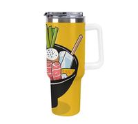 DWTJKMS Cartoon Hotpot Doodle - Gobelet en acier inoxydable de 1,2 l - Anti-fuite - Grande capacité - Tasse de voiture avec poignée et paille - Tasse isotherme à double paroi sous vide réutilisable