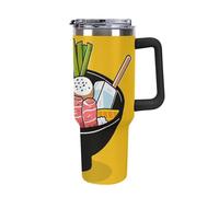 DWTJKMS Cartoon Hotpot Doodle - Gobelet en acier inoxydable de 1,2 l - Anti-fuite - Grande capacité - Tasse de voiture avec poignée et paille - Gobelet isotherme à double paroi sous vide