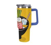 DWTJKMS Cartoon Hotpot Doodle - Gobelet en acier inoxydable de 1200 ml - Anti-fuite - Grande capacité - Tasse de voiture avec poignée et paille - Tasse isotherme à double paroi sous vide réutilisable