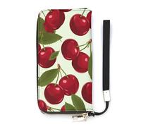 DWTJKMS Cherry Fruit Long portefeuille fin en cuir PU pour hommes femmes portefeuille minimaliste avec fentes pour cartes, blanc, 20 x 10,5 cm, blanc, 20x10.5cm