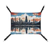 DWTJKMS Chicago Skyline Hamac pour chat - Hamac de couchage doux réglable pour animaux domestiques - Utilisation en toutes saisons pour chats, furets, chiots, lapins, petits animaux (classique)