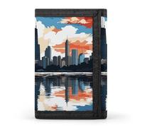 DWTJKMS Chicago Skyline Portefeuille minimaliste à trois volets pour homme Design moderne et tendance Porte-monnaie antivol Peut contenir des cartes et de l'argent liquide