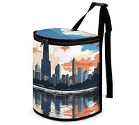 DWTJKMS Chicago Skyline - Poubelle de voiture avec couvercle, grande capacité à suspendre, étanche, étanche, accessoires d'intérieur