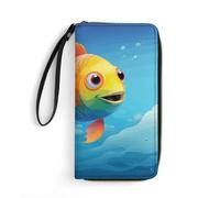 DWTJKMS Color Fish Long portefeuille fin en cuir synthétique pour homme et femme Portefeuille minimaliste avec emplacements pour cartes, blanc, 19,7 x 10,5 cm, blanc, 19.7x10.5cm