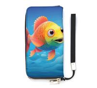 DWTJKMS Color Fish Long portefeuille fin en cuir synthétique pour homme et femme Portefeuille minimaliste avec emplacements pour cartes, blanc, 20 x 10,5 cm, blanc, 20x10.5cm