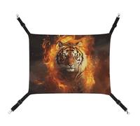 DWTJKMS Cool Tiger in Flame Hamac pour chat - Hamac de couchage doux réglable pour animaux domestiques - Utilisation en toutes saisons pour chats, furets, chiots, lapins, petits animaux (classique)