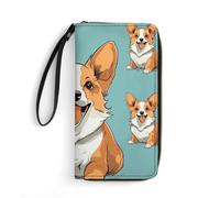 DWTJKMS Corgi Portefeuille long fin en cuir synthétique pour homme et femme avec emplacements pour cartes, blanc, 19,7 x 10,5 cm, blanc, 19.7x10.5cm