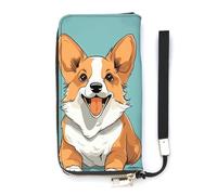 DWTJKMS Corgi Portefeuille long fin en cuir synthétique pour homme et femme avec emplacements pour cartes, blanc, 20 x 10,5 cm, blanc, 20x10.5cm