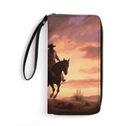 DWTJKMS Cowboy West Portefeuille long fin en cuir synthétique pour homme et femme Portefeuille minimaliste avec emplacements pour cartes, blanc, 19,7 x 10,5 cm, blanc, 19.7x10.5cm