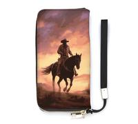 DWTJKMS Cowboy West Portefeuille long fin en cuir synthétique pour homme et femme Portefeuille minimaliste avec emplacements pour cartes, blanc, 20 x 10,5 cm, blanc, 20x10.5cm