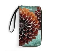 DWTJKMS Dahlia Portefeuille long fin en cuir synthétique pour homme et femme avec emplacements pour cartes, blanc, 19,7 x 10,5 cm, blanc, 19.7x10.5cm