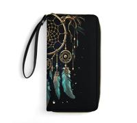 DWTJKMS Dark Dream Catcher Long portefeuille fin en cuir PU pour homme femme portefeuille minimaliste avec fentes pour cartes, blanc, 19,7 x 10,5 cm, blanc, 19.7x10.5cm