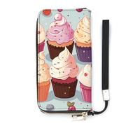 DWTJKMS Delicious Cupcakes Portefeuille long fin en cuir PU pour homme femme portefeuille minimaliste avec fentes pour cartes, blanc, 20 x 10,5 cm, blanc, 20x10.5cm