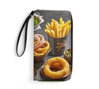 DWTJKMS Delicious Food Long portefeuille fin en cuir PU pour homme femme portefeuille minimaliste avec fentes pour cartes, blanc, 19,7 x 10,5 cm, blanc, 19.7x10.5cm