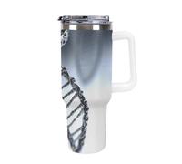 DWTJKMS DNA Chain - Gobelet en acier inoxydable avec photo - Anti-fuite - Grande capacité - Tasse de voiture avec poignée et paille - Gobelet isotherme à double paroi sous vide - Réutilisable - Garde