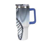 DWTJKMS DNA Chain - Gobelet en acier inoxydable avec photo - Anti-fuite - Grande capacité - Tasse de voiture avec poignée et paille - Gobelet isotherme à double paroi sous vide - Réutilisable - Garde