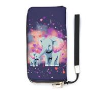 DWTJKMS Elephant Sprays Love Long portefeuille fin en cuir PU pour homme femme portefeuille minimaliste avec fentes pour cartes, blanc, 20 x 10,5 cm, blanc, 20x10.5cm