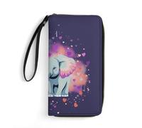 DWTJKMS Elephant Sprays Love Long portefeuille fin en cuir PU pour homme femme portefeuille minimaliste avec fentes pour cartes, blanc, 19,7 x 10,5 cm, blanc, 19.7x10.5cm