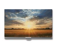 DWTJKMS Field Sunrise Porte-cartes de visite en alliage d'aluminium pour homme et femme - Cadeau unique