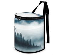 DWTJKMS Foggy Mountains Poubelle de voiture avec couvercle, grande capacité, à suspendre, étanche, étanche, accessoire d'intérieur