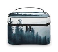 DWTJKMS Foggy Mountains Trousse de maquillage paysage de grande capacité, trousse de toilette de voyage pour femme avec poignée et séparateur