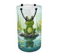 DWTJKMS Frog in A Pond Panier à linge pliable, panier à linge sale avec poignées de transport facile, grand panier de rangement pour buanderie, dortoir, famille
