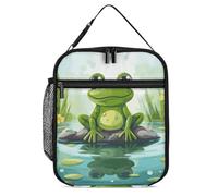 DWTJKMS Frog in A Pond Sac à déjeuner isotherme, étanche pour homme et femme, avec poignée, boîte à déjeuner isotherme réutilisable pour bureau, travail, pique-nique