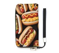 DWTJKMS Fun Food Hot Dogs Long portefeuille fin en cuir PU pour homme femme portefeuille minimaliste avec fentes pour cartes, blanc, 20 x 10,5 cm, blanc, 20x10.5cm