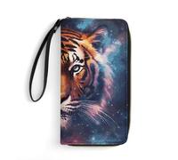 DWTJKMS Galaxy Tiger Long portefeuille fin en cuir synthétique pour homme et femme Portefeuille minimaliste avec emplacements pour cartes, blanc, 19,7 x 10,5 cm, blanc, 19.7x10.5cm