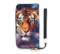 DWTJKMS Galaxy Tiger Long portefeuille fin en cuir synthétique pour homme et femme Portefeuille minimaliste avec emplacements pour cartes, blanc, 20 x 10,5 cm, blanc, 20x10.5cm