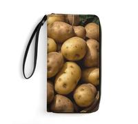 DWTJKMS Garden Potatoes Long portefeuille fin en cuir PU pour homme femme portefeuille minimaliste avec fentes pour cartes, blanc, 19,7 x 10,5 cm, blanc, 19.7x10.5cm