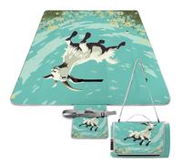 DWTJKMS Goat Frolic Tapis de pique-nique pliable et imperméable avec sac fourre-tout Grand tapis de pique-nique d'extérieur 147,3 x 147,3 cm Couverture de camping pour la plage, le parc, les voyages