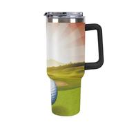 DWTJKMS Gobelet de sport de golf en acier inoxydable de 1 200 ml, anti-fuite, grande capacité pour voiture avec poignée et paille, gobelet isotherme à double paroi, réutilisable, garde froid ou chaud