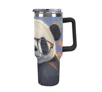 DWTJKMS Gobelet de voiture en acier inoxydable à tête inclinée - Anti-fuite - Grande capacité - Avec poignée - Gobelet isotherme à double paroi sous vide - Réutilisable - Garde les boissons froides ou